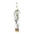 Vintage Metal Ribbon Bow Floor Lamp With Travertine Base For Sale