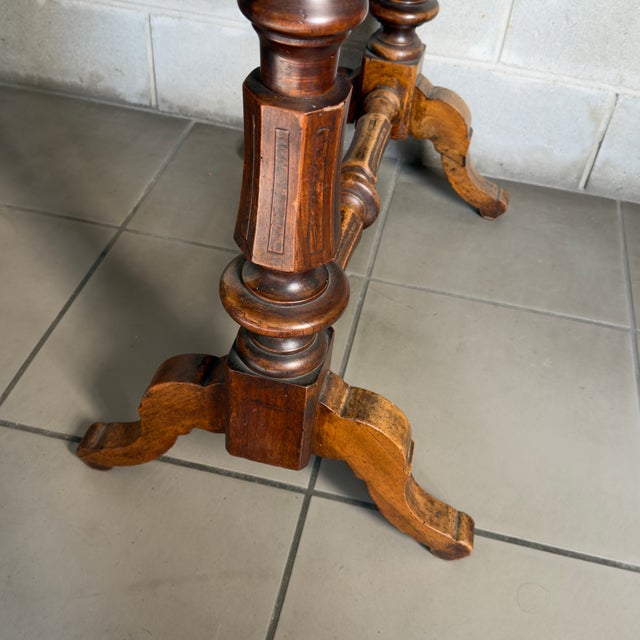 Brown Antique Wooden Desk Table with Drawer Compartments from Artigianato Italiano For Sale - Image 8 of 12