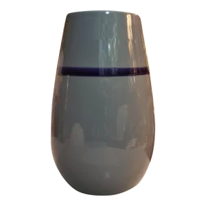 Vintage Tuscany Chunky Glazed Vase With Deep Purple Strip