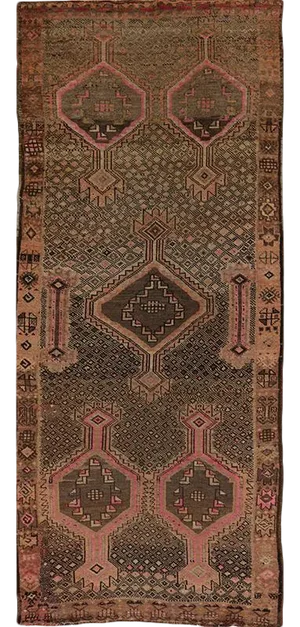 1950’s Distressed Persian Shiraz Area Rug - 4'2”x10’3"