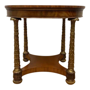 Hollywood Regency Round Brass Palm Tree Legs Accent Table by Maitland Smith