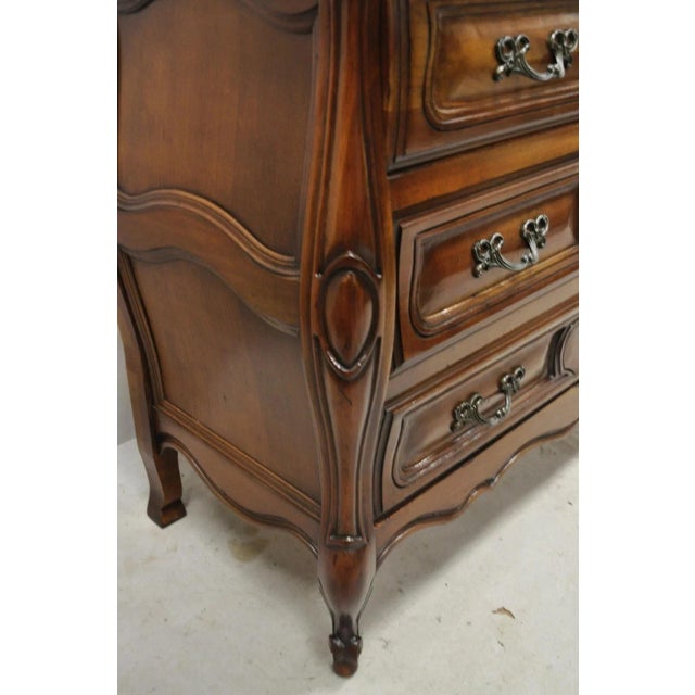 Vintage French Louis XV Country Style Sienna Cherry Bombe Commode Chest Dresser For Sale - Image 11 of 12