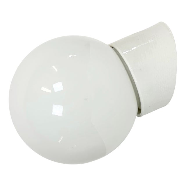 Vintage White Porcelain Wall Light, 1970s For Sale