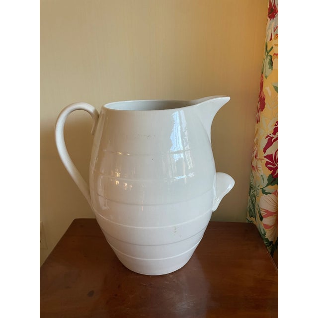 Ceramic Large White Antique Water Pitcher For Sale - Image 7 of 7