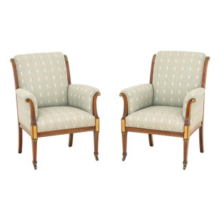 Pair of Swedish Mahogany Bergeres, 19th Century For Sale