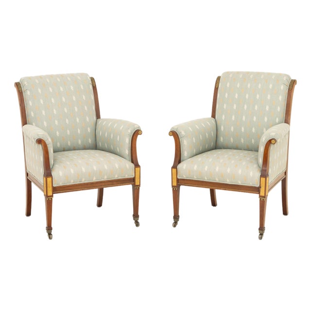 Pair of Swedish Mahogany Bergeres, 19th Century For Sale