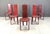Vintage Italian Red Leather High Back Dining Chairs, 1980s, Set of 6 For Sale - Image 3 of 13