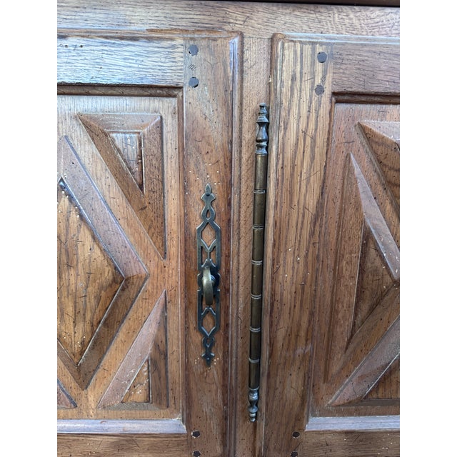 1980s European-Farmhouse Solid Oak Sideboard Bar Cabinet For Sale - Image 10 of 10