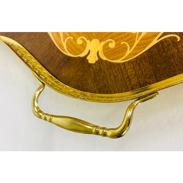 Brown Mid 20th Century Italian Florentine Style Inlaid Galley Tray For Sale - Image 8 of 9