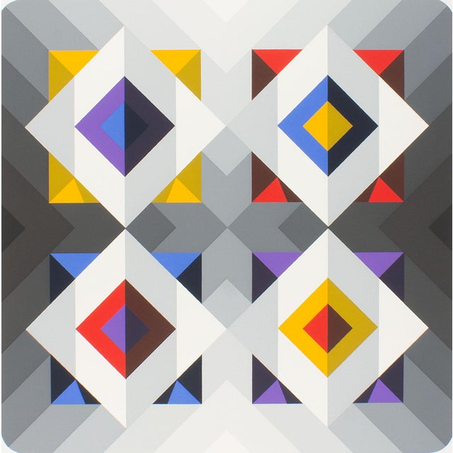 An Op Art serigraph print, titled "Quantum VI," by the Croatian-American Marko Spalatin (born 1945). This print depicts...