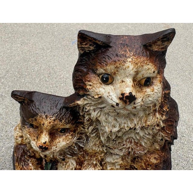 Folk Art Double Cat Hubley Door Stop For Sale - Image 3 of 6