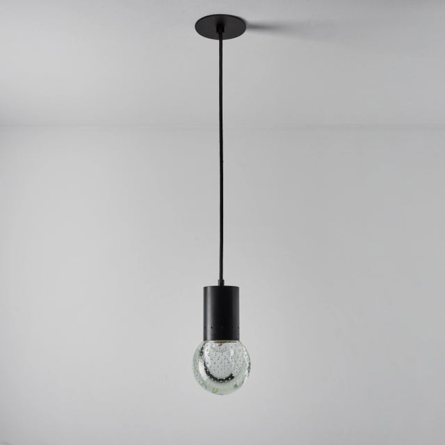 Metal 1960s Gino Sarfatti Seguso Bubble Glass Pendant for Arteluce For Sale - Image 7 of 12