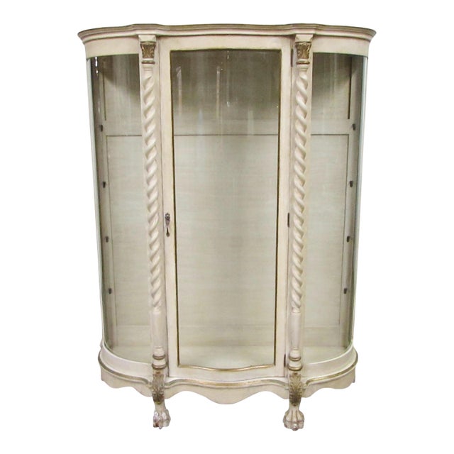 Mid 20th Century French Curved Glass Curio Cabinet For Sale