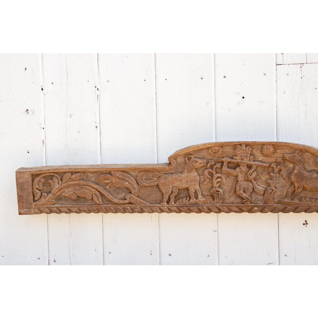 19th Century Antique Krishna Teak Architectural Panel For Sale - Image 5 of 10