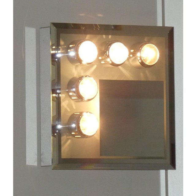 Chrome-Plated Steel Wall Lamp with Mirror and Lights, 1970s For Sale - Image 10 of 15