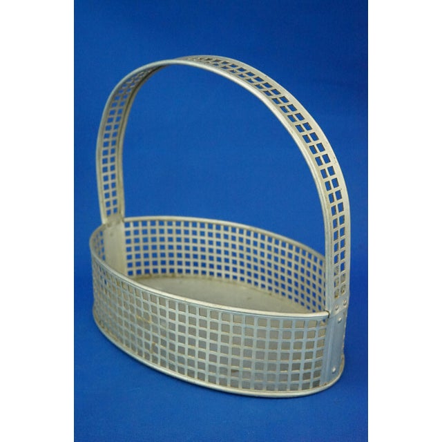 1920s Art Deco Basket in Aluminum with Perforations attributed to Josef Franz Maria Hoffmann for Wiener Werkstätte, Austria, 1920s For Sale - Image 5 of 18