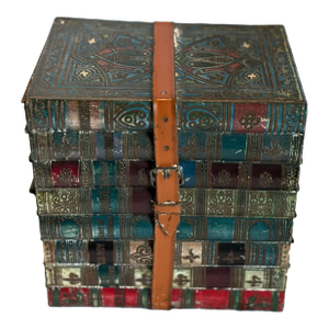 Victorian Biscuit Tin in the Shape of Stacked Books
