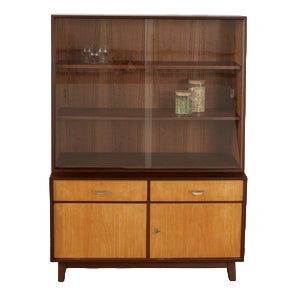 Showcase in Cherry Veneer and Glass, 1950s For Sale
