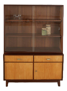 Showcase in Cherry Veneer and Glass, 1950s