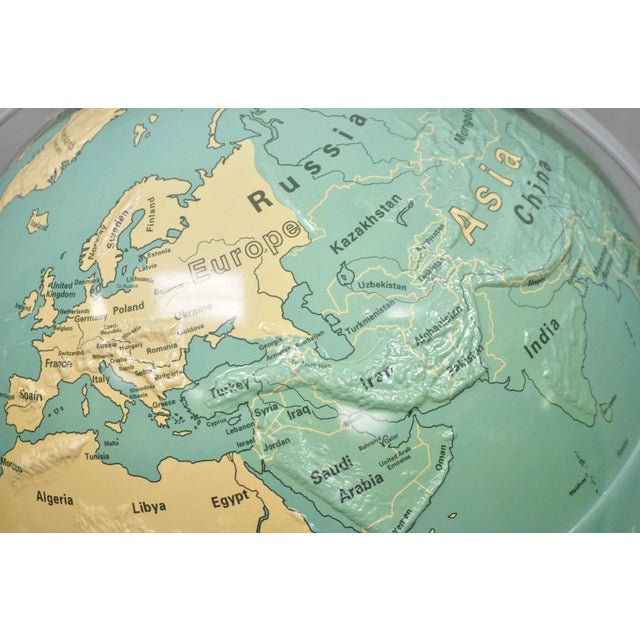 Vintage Nystrom 16" Large Sculptural Relief Classroom Double Axis World Globe For Sale - Image 13 of 17