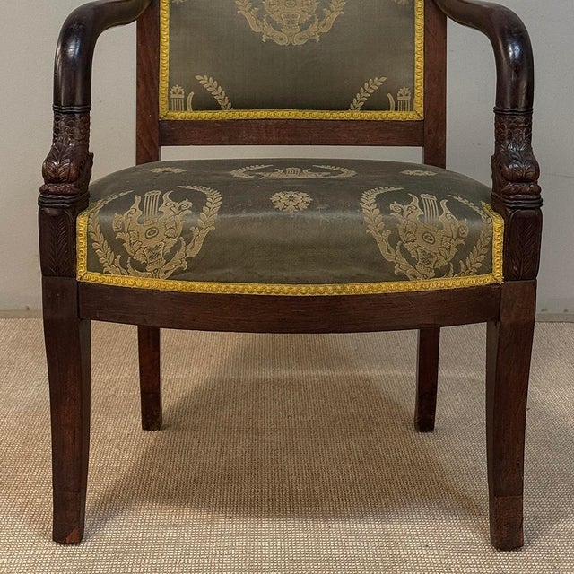Pair 19th Century French Empire Period Mahogany Armchairs ~ Fauteuils For Sale - Image 10 of 17
