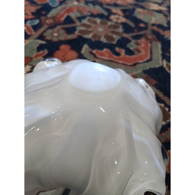 Vintage Murano Attributed Glass Ashtray - Mid-Century Modern Green, Gold and White Sommerso Bullicante Bowl For Sale - Image 11 of 12