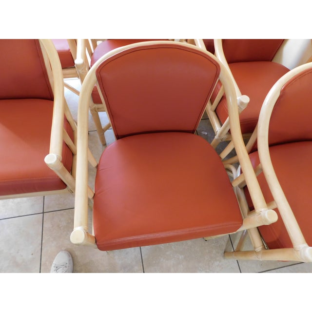 Set of 9 McGuire Rattan & Cane Club Chairs For Sale - Image 11 of 16