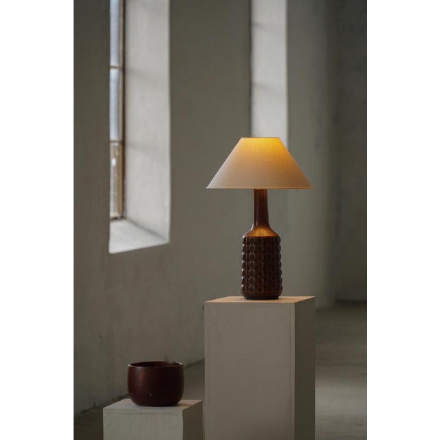 Danish Modern Ceramic Table Lamp in Brown Glaze by Desire Stentøj, Denmark, 1960s For Sale - Image 14 of 17