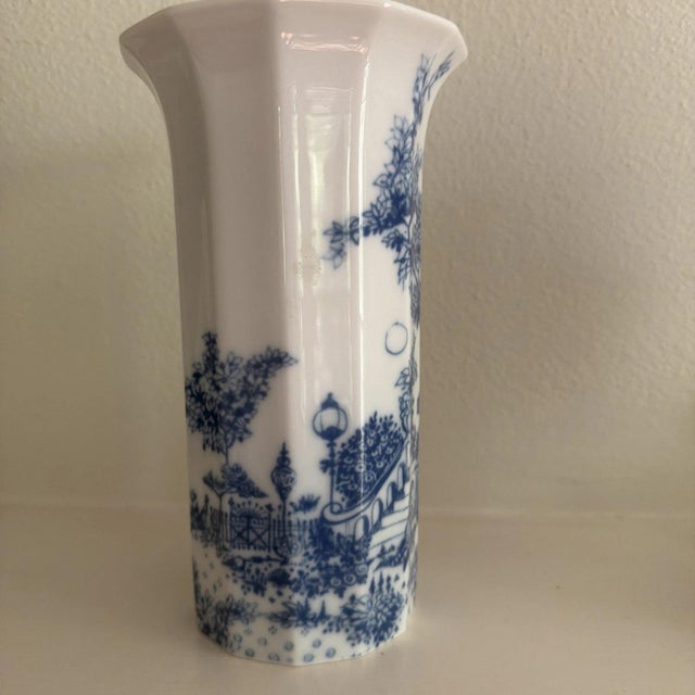 Chinoiserie 1970s Rosenthal Studio-Linie Germany Vase Blue And White by Bjorn Wiinblad For Sale - Image 3 of 5