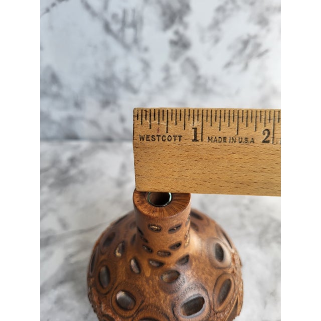 Brown Handcrafted Wooden Pod Vase With Natural Textured Design For Sale - Image 8 of 9