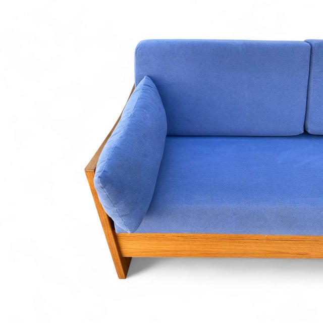 1970s Canadian Teak Pull-Out Sofa Bed in Blue Upholstery, Mid-Century For Sale - Image 12 of 18