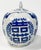 Classic blue and white porcelain double happiness ginger jar. Features unusual point lid. Unmarked. Natural age wear. No...