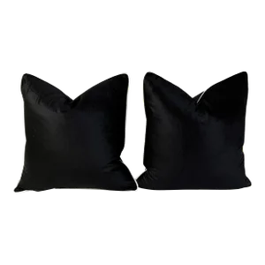 Early 21st Century Black Velvet Pillows- a Pair