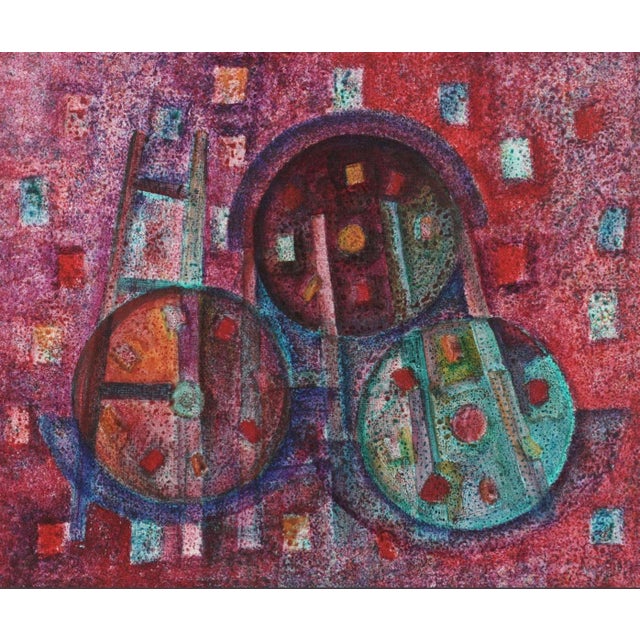 Rufino Tomayo Arttr. Abstract Oil Painting. Unsigned, attributed to Rufino Tamayo. Framed by Munn Gallery who framed a lot...