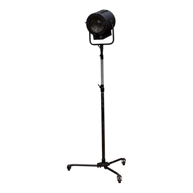 Vintage Hollywood Stage Spotlight on Adjustable Steel Tripod c.1940 For Sale