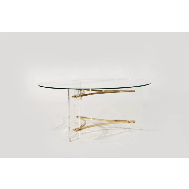 Lucite and Brass Coffee Table by Charles Hollis-Jones, C. 1970s For Sale - Image 4 of 11