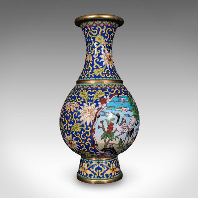 Pair of Vintage Baluster Form Vases, Oriental, Cloisonne, Posy Urn, Circa 1960 For Sale - Image 4 of 10