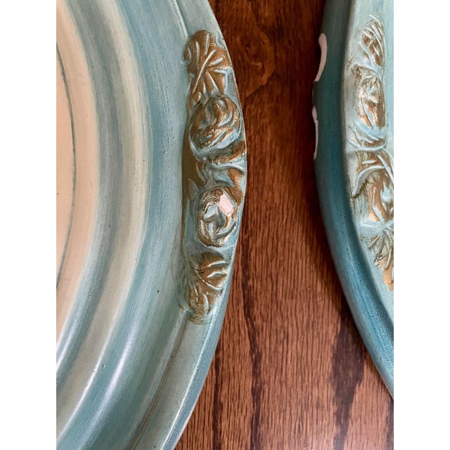 White Vintage Pair of Large French Bisque Oval Wall Plaques For Sale - Image 8 of 12