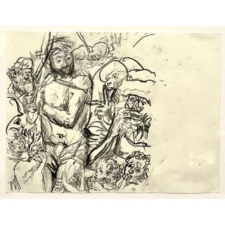 Erwin Pfrang, German Neo Expressionist Color Pencil Drawing Erwin Pfrang, 1987 For Sale