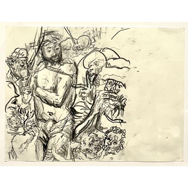 Erwin Pfrang, German Neo Expressionist Color Pencil Drawing Erwin Pfrang, 1987 For Sale