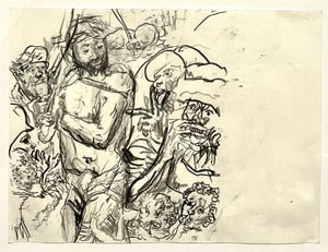 Erwin Pfrang, German Neo Expressionist Color Pencil Drawing Erwin Pfrang, 1987