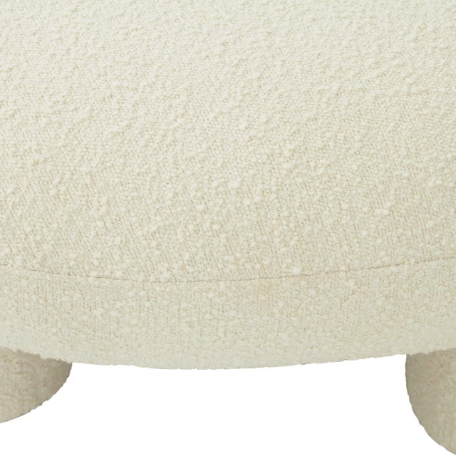 Transitional Discus Bouclé Ottoman For Sale - Image 3 of 6