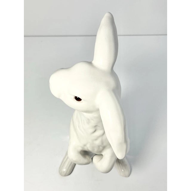 Earth Needs Ltd. Pottery Tall White Glazed Ceramic Rabbit Bunny | Chairish