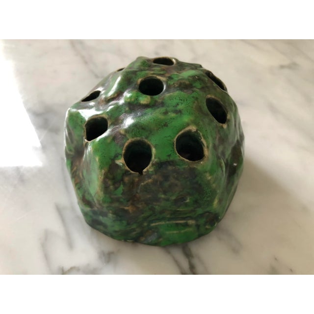 Weller Pottery Late 20th Century Weller Pottery Tall Coppertone Flower Frog For Sale - Image 4 of 5