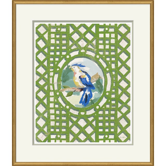 Aviary , Blue Framed Art Print by Dana Gibson For Sale