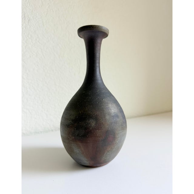Ceramic Japanese Bizen Ware Vase, Artist Signed For Sale - Image 7 of 9