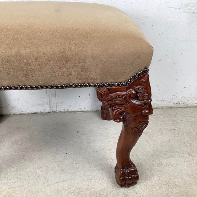 Wood Carved Grotesque Mask Footstool in Gothic Revival Style, 20th Century For Sale - Image 7 of 12