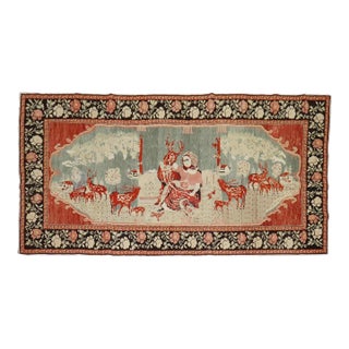 Late 20th Century Pictorial Reindeer Karabagh Rug - 4'6" x 8'8" For Sale