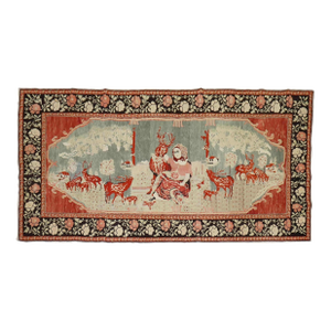 Late 20th Century Pictorial Reindeer Karabagh Rug