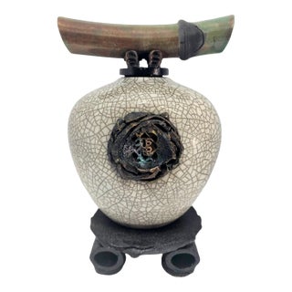 1999 Matthew Lovein Classic Wish Keeper Raku Sculpture With Provenance For Sale
